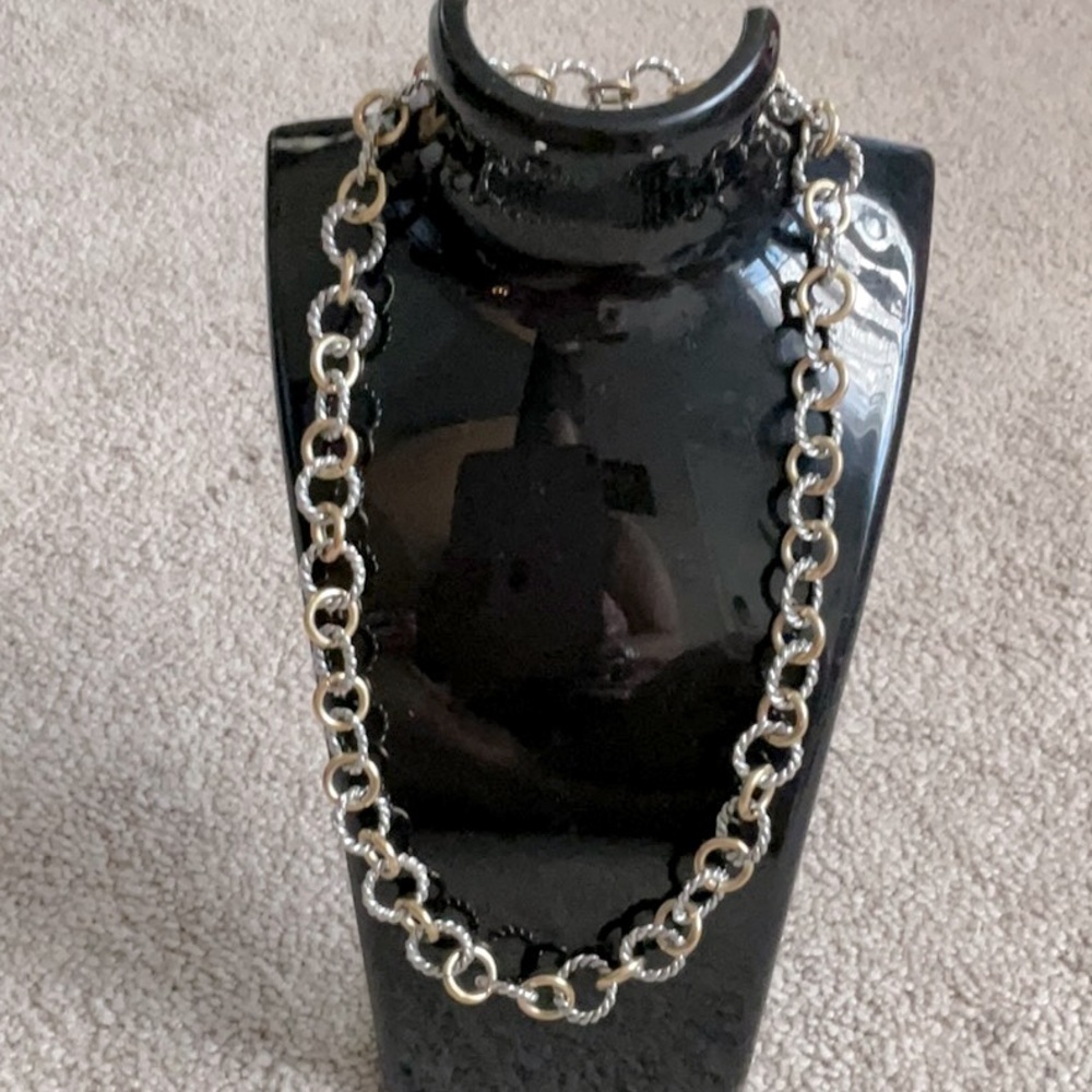 Vintage Two Tone Link Necklace Adjustable